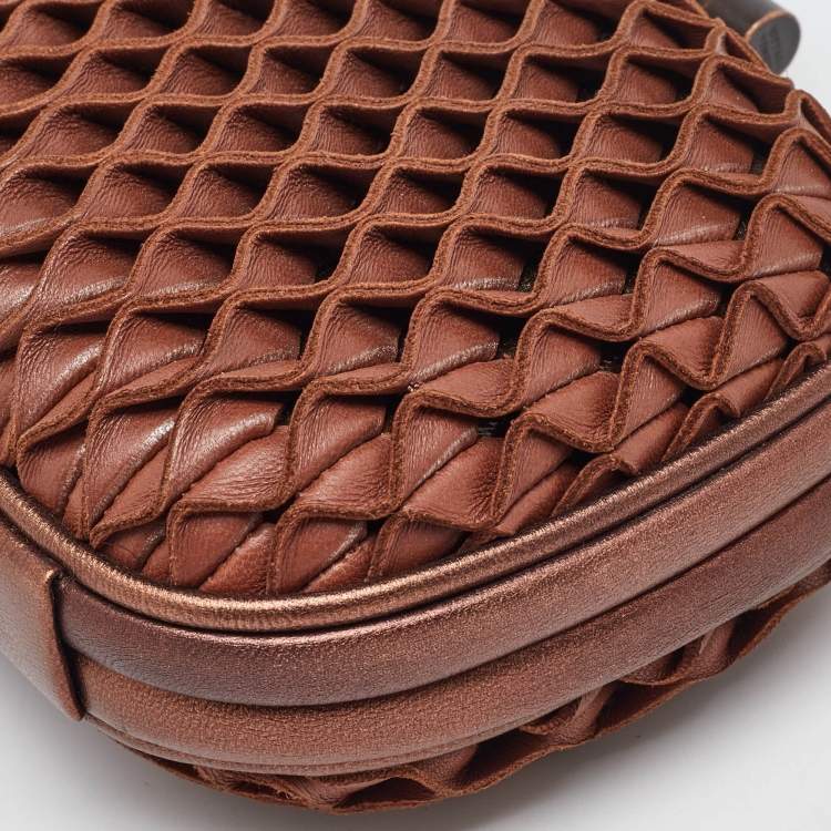 Pre Owned Bottega Veneta Brown Leather Knot Clutch