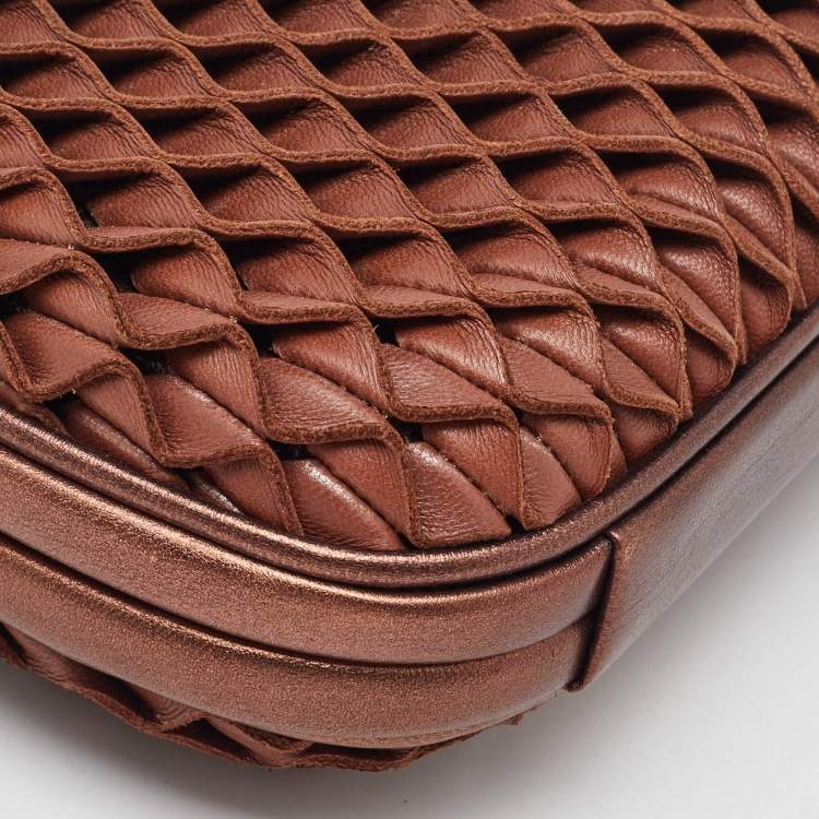 Pre Owned Bottega Veneta Brown Leather Knot Clutch