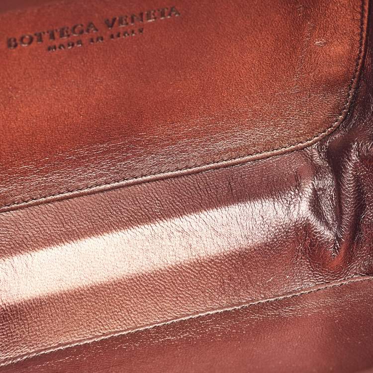 Pre Owned Bottega Veneta Brown Leather Knot Clutch