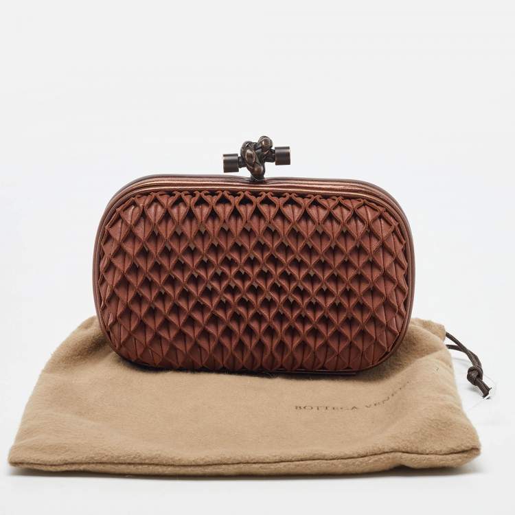 Pre Owned Bottega Veneta Brown Leather Knot Clutch