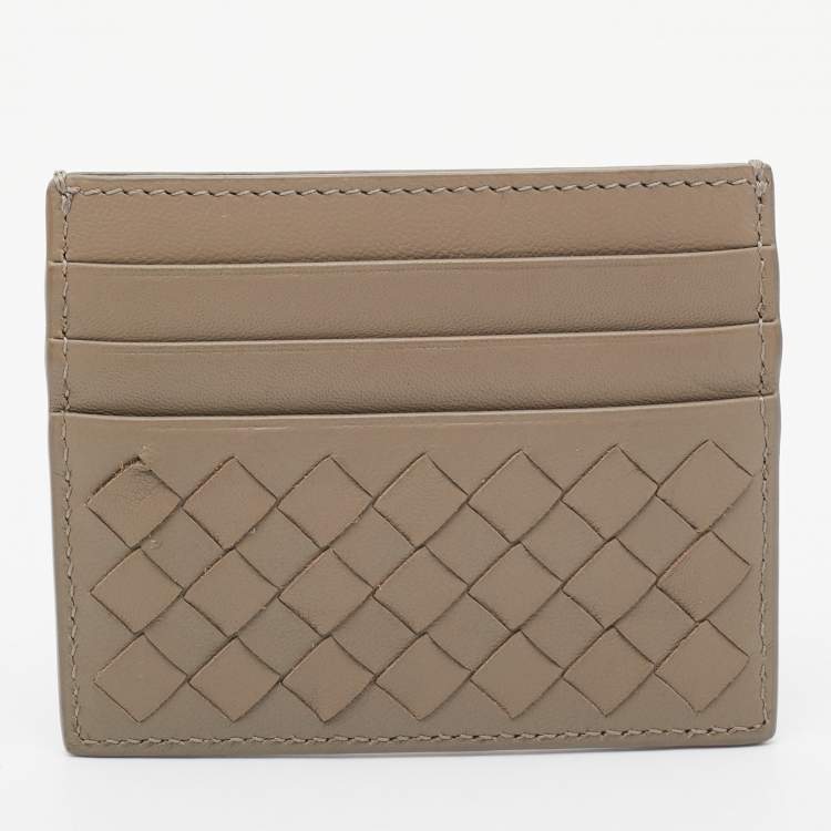 مملوكة مسبقًا Bottega Veneta Beige Intrecciato Leather Card Holder