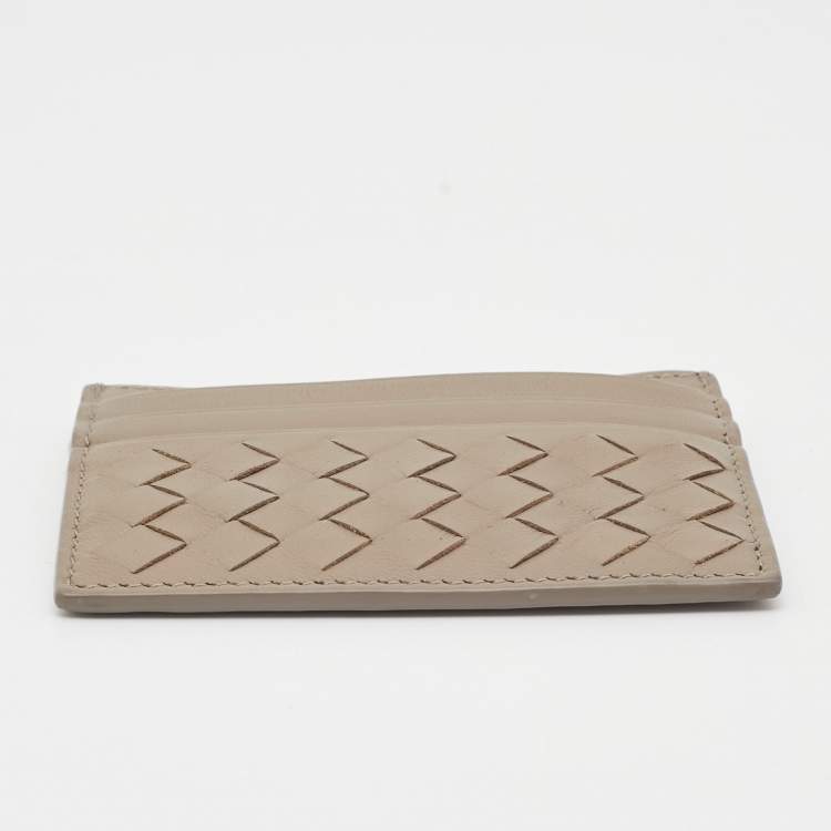 مملوكة مسبقًا Bottega Veneta Beige Intrecciato Leather Card Holder