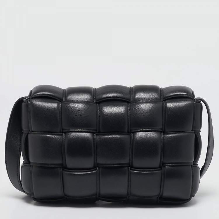 Pre Owned Bottega Veneta Black Intreccio Padded Leather Classic Cassette Shoulder Bag