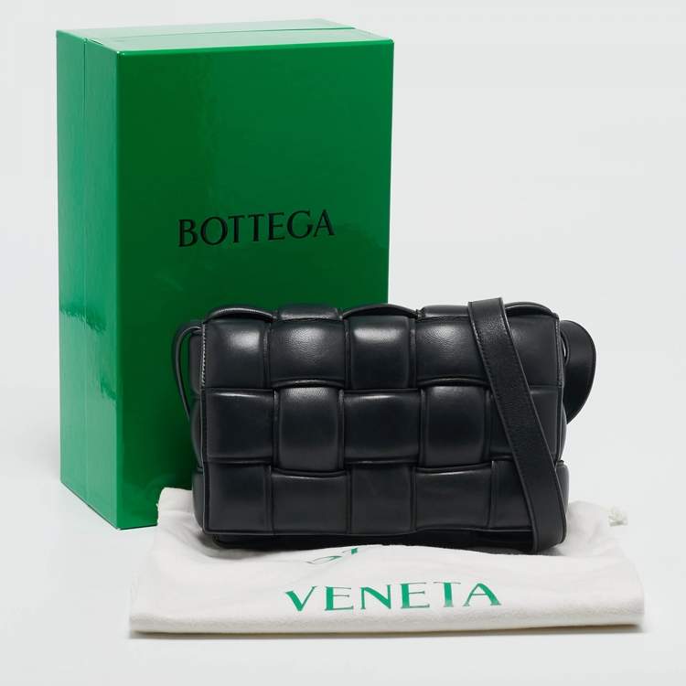 Pre Owned Bottega Veneta Black Intreccio Padded Leather Classic Cassette Shoulder Bag