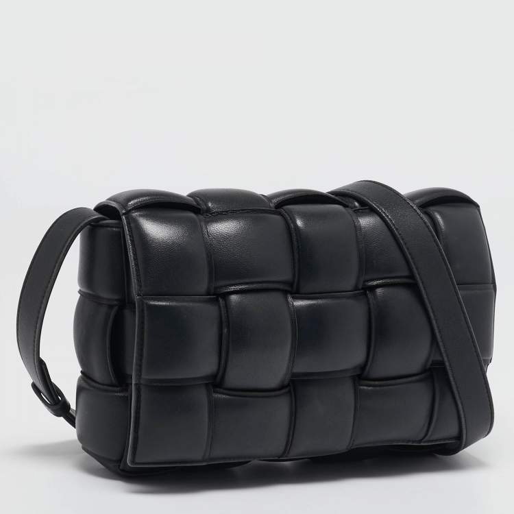 Pre Owned Bottega Veneta Black Intreccio Padded Leather Classic Cassette Shoulder Bag