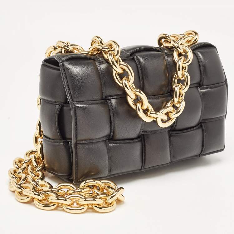 Pre Owned Bottega Veneta Black Padded Leather Cassette Chain Bag