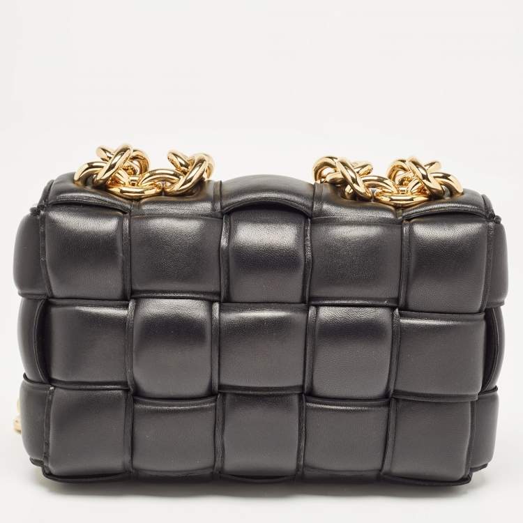 Pre Owned Bottega Veneta Black Padded Leather Cassette Chain Bag