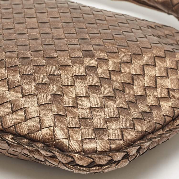 Pre Owned Bottega Veneta Bronze Intrecciato Leather Small Veneta Hobo
