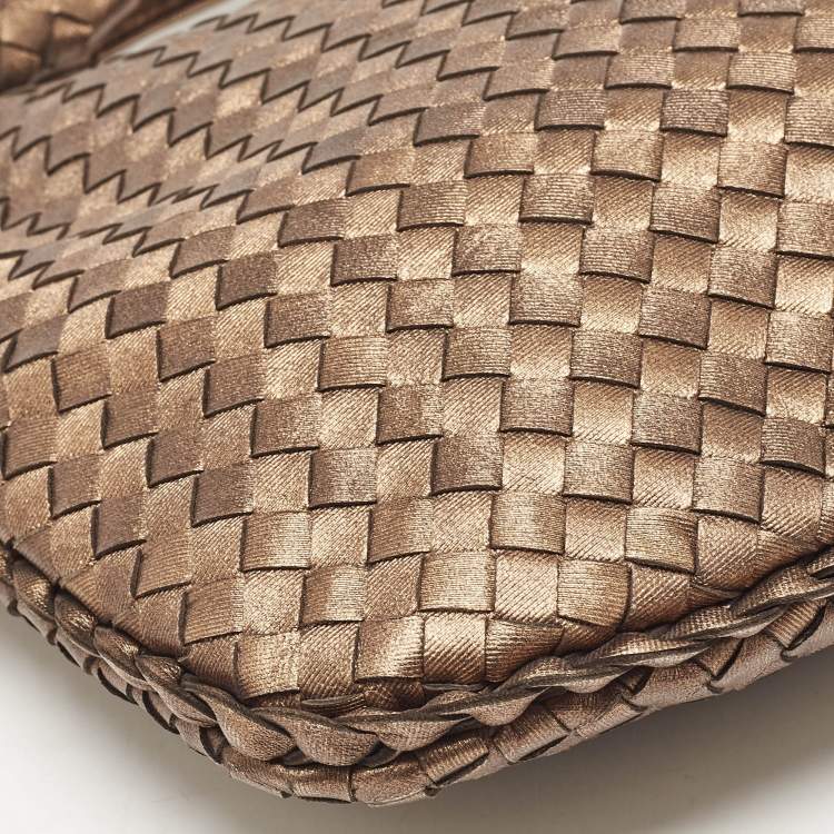 Pre Owned Bottega Veneta Bronze Intrecciato Leather Small Veneta Hobo