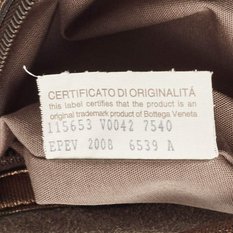 Pre Owned Bottega Veneta Bronze Intrecciato Leather Small Veneta Hobo