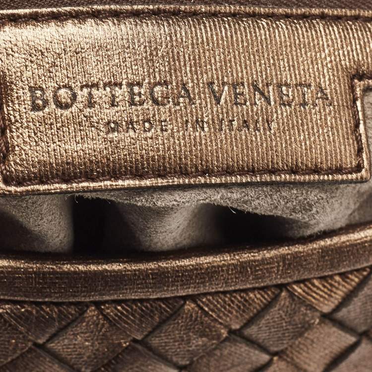 Pre Owned Bottega Veneta Bronze Intrecciato Leather Small Veneta Hobo