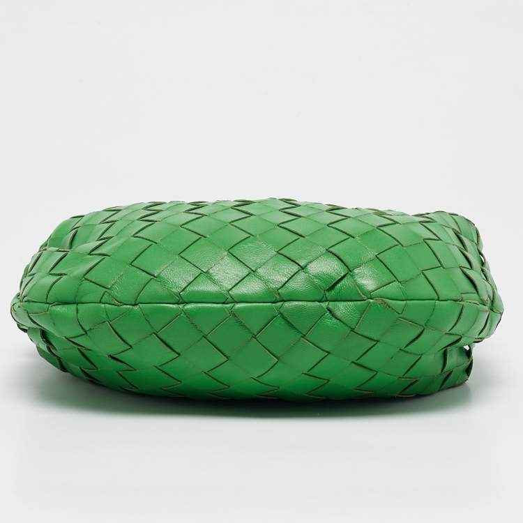 Pre Owned Bottega Veneta Green Intrecciato Leather Mini Jodie Hobo