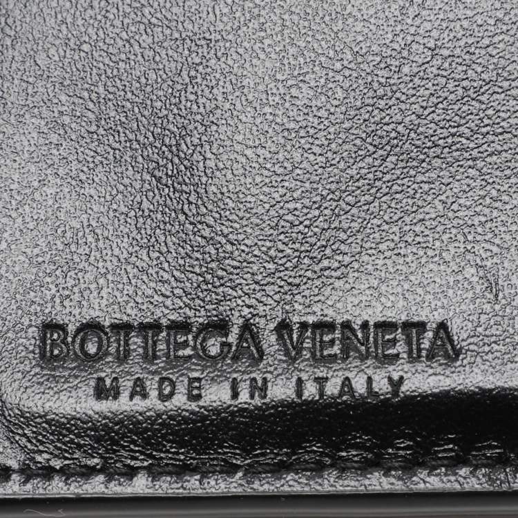 Pre Owned Bottega Veneta Black Intrecciato Leather French Wallet