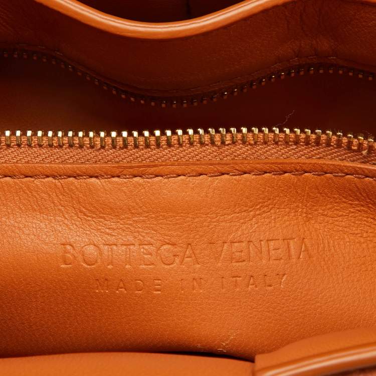 Pre Owned Bottega Veneta Pale Orange Leather Padded Cassette Flap Shoulder Bag