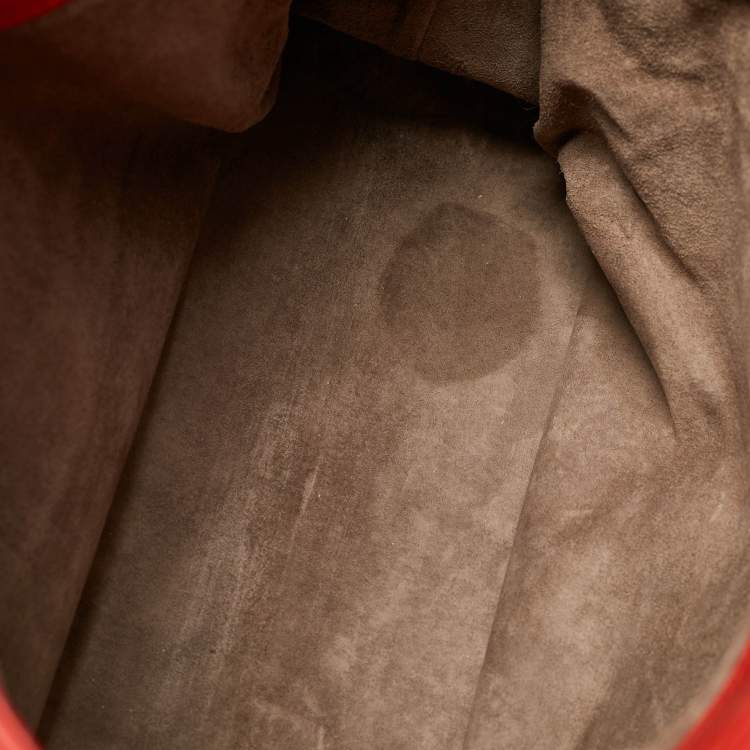 Pre Owned Bottega Veneta Red Intrecciato Leather Medium Roma Tote