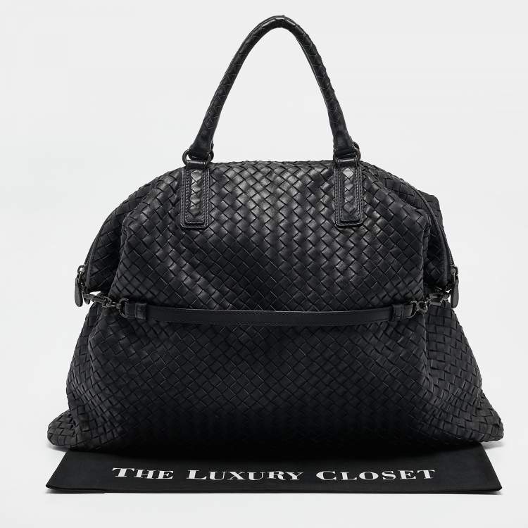 مملوكة مسبقًا Bottega Veneta Midnight Blue Intrecciato Leather Maxi Convertible Tote