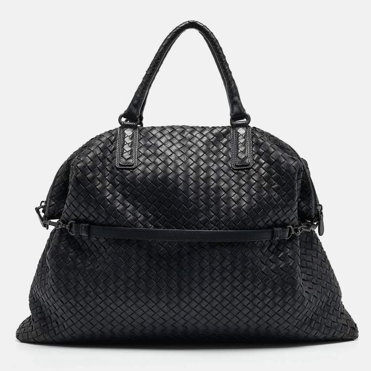 مملوكة مسبقًا Bottega Veneta Midnight Blue Intrecciato Leather Maxi Convertible Tote