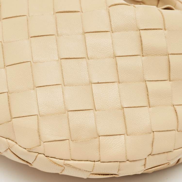 Pre Owned Bottega Veneta Beige Intrecciato Suede Mini Jodie Hobo