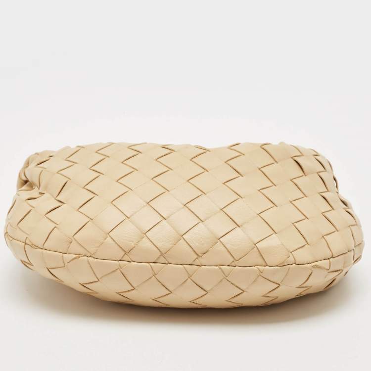 Pre Owned Bottega Veneta Beige Intrecciato Suede Mini Jodie Hobo