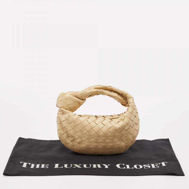 Pre Owned Bottega Veneta Beige Intrecciato Suede Mini Jodie Hobo