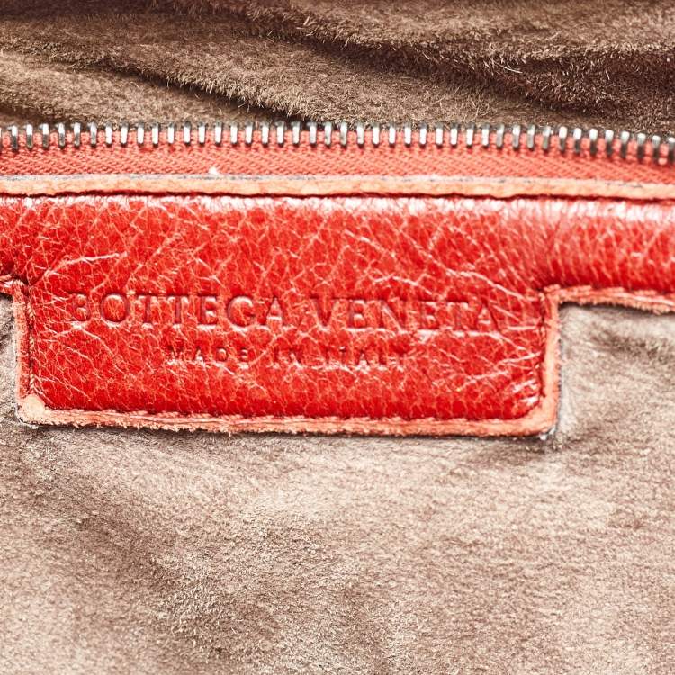 Pre Owned Bottega Veneta Dark Red Twist Intrecciato Leather Large Veneta Hobo