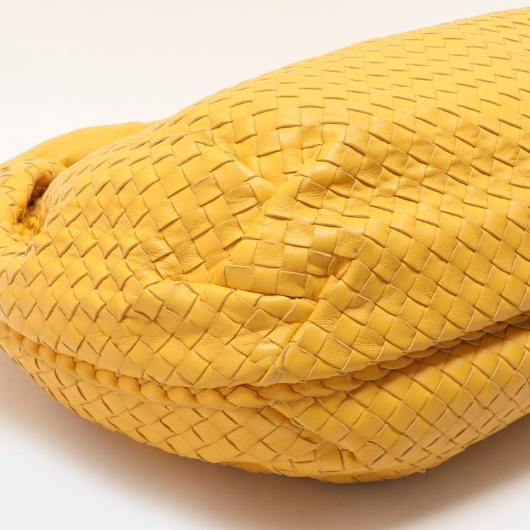 Pre Owned Bottega Veneta Yellow Intrecciato Leather Large Veneta Hobo