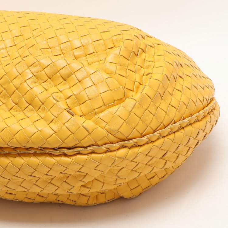 Pre Owned Bottega Veneta Yellow Intrecciato Leather Large Veneta Hobo