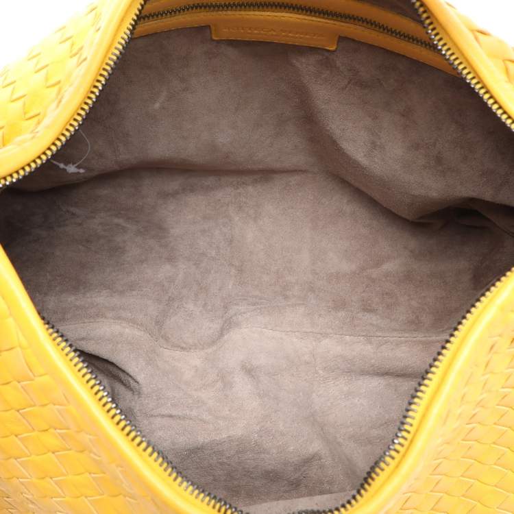 Pre Owned Bottega Veneta Yellow Intrecciato Leather Large Veneta Hobo