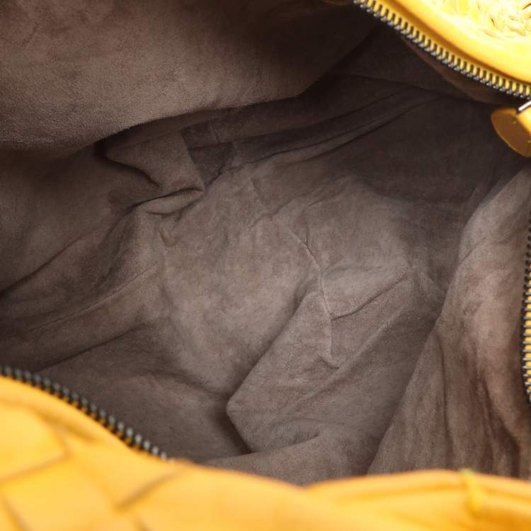 Pre Owned Bottega Veneta Yellow Intrecciato Leather Large Veneta Hobo