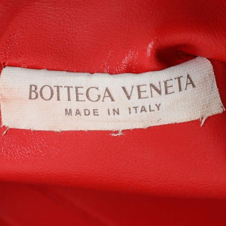Pre Owned Bottega Veneta Red Intrecciato Leather Zip Pouch