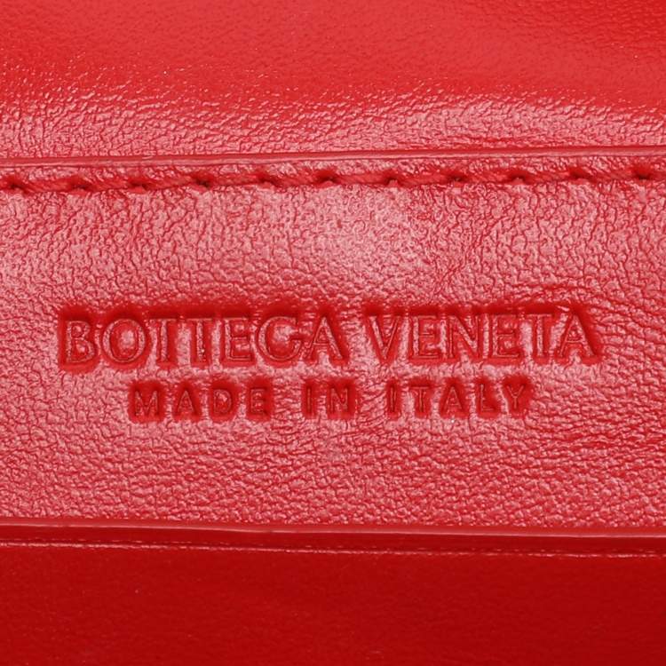 Pre Owned Bottega Veneta Red Intrecciato Leather Zip Pouch