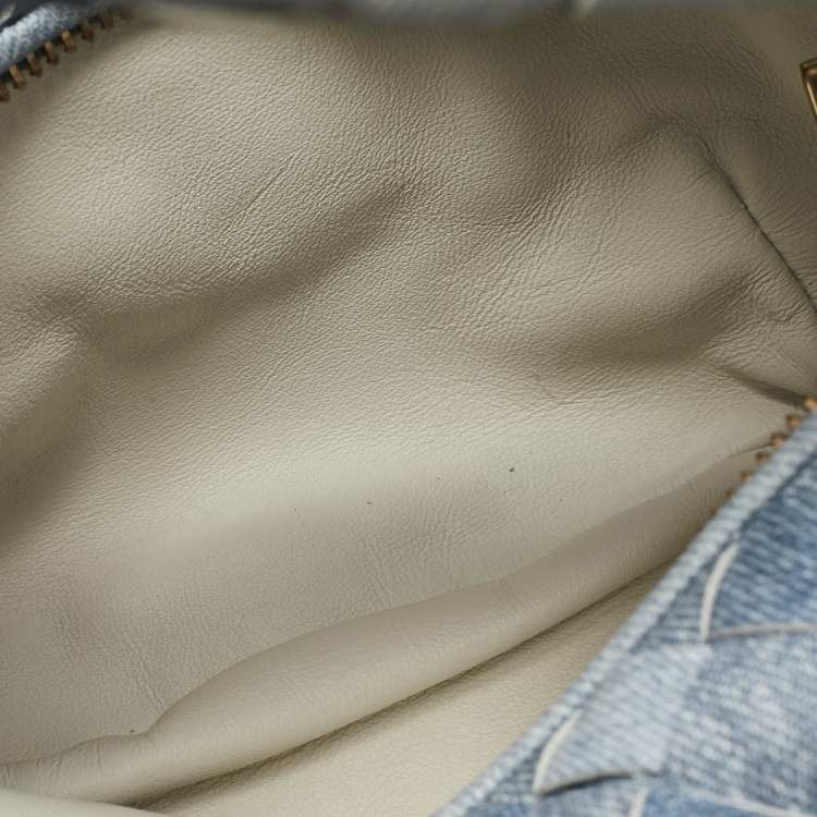 Pre Owned Bottega Veneta Blue Denim Effect Intrecciato Leather Mini Jodie Hobo