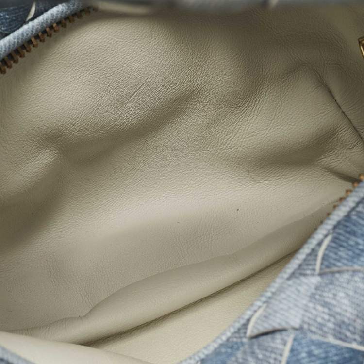 Pre Owned Bottega Veneta Blue Denim Effect Intrecciato Leather Mini Jodie Hobo