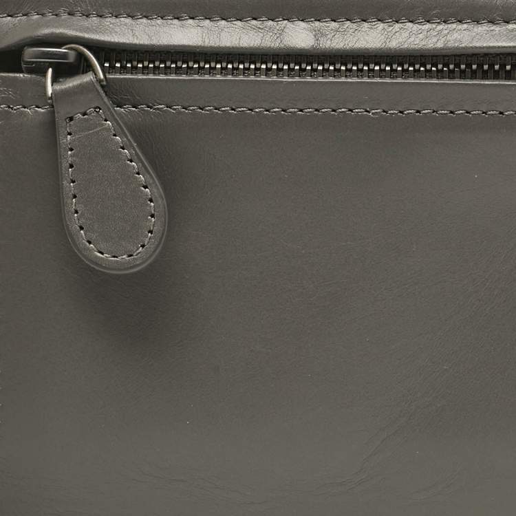 Pre Owned Bottega Veneta Grey Intrecciato Leather Zip Card Holder
