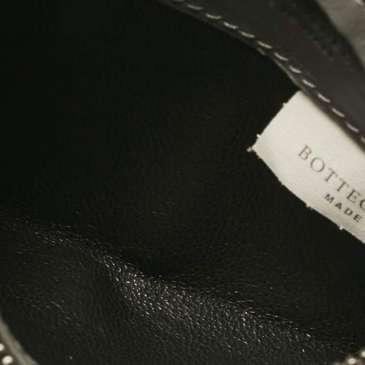 Pre Owned Bottega Veneta Grey Intrecciato Leather Zip Card Holder