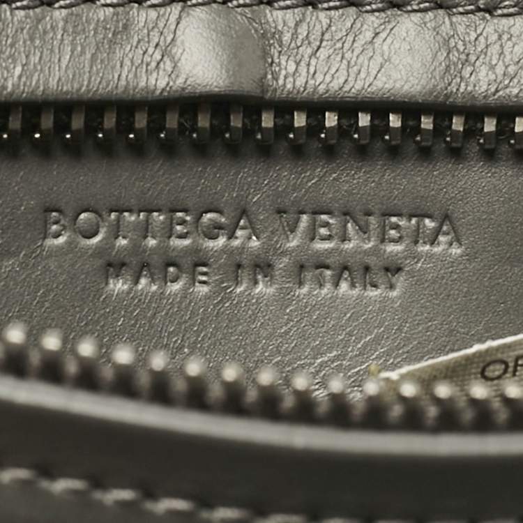 Pre Owned Bottega Veneta Grey Intrecciato Leather Zip Card Holder