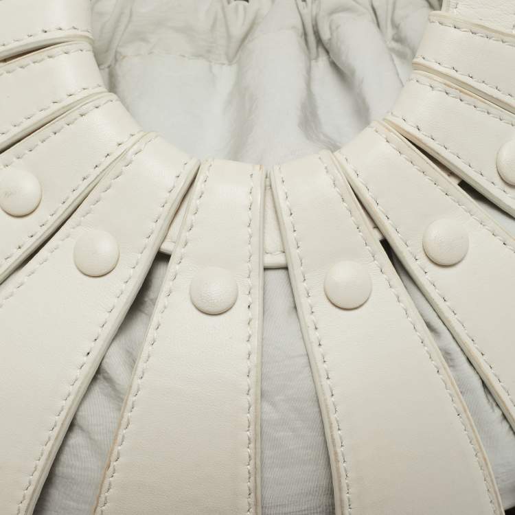 Pre Owned Bottega Veneta Off White Leather Small Shell Bag