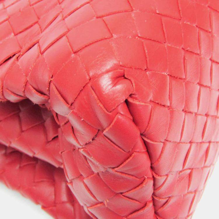 Pre Owned Bottega Veneta Red Intrecciato Leather Baby Roma Shoulder Bag