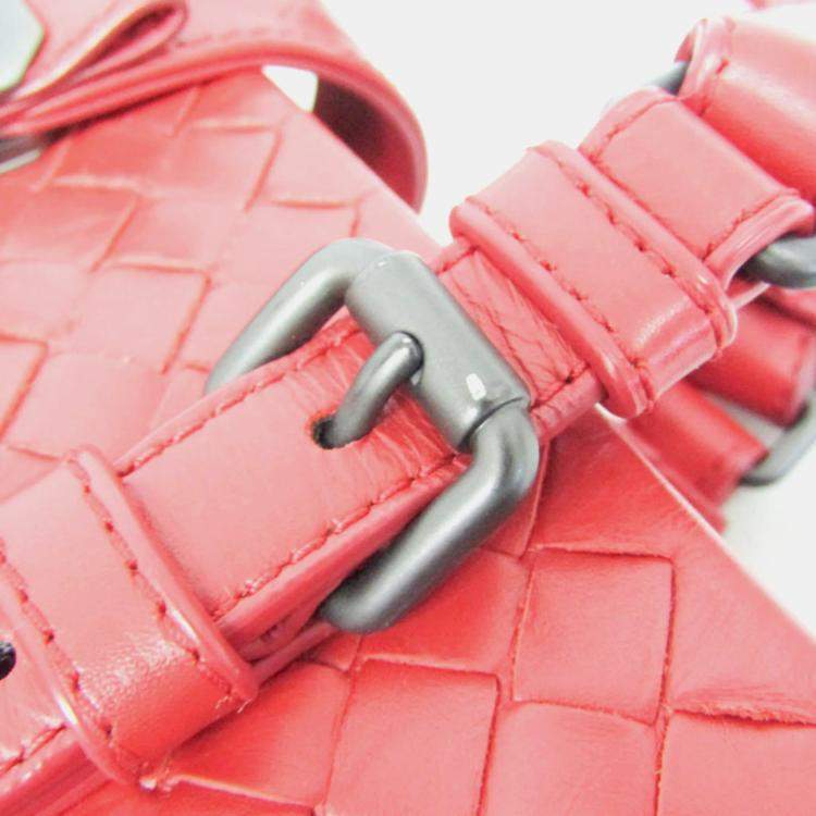 Pre Owned Bottega Veneta Red Intrecciato Leather Baby Roma Shoulder Bag