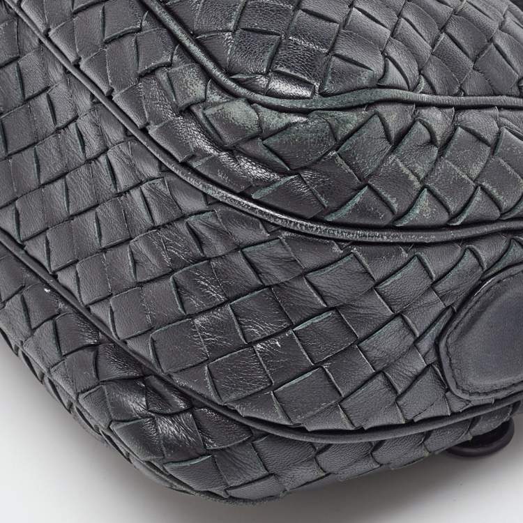 Pre Owned Bottega Veneta Black Intrecciato Leather Shoulder Bag