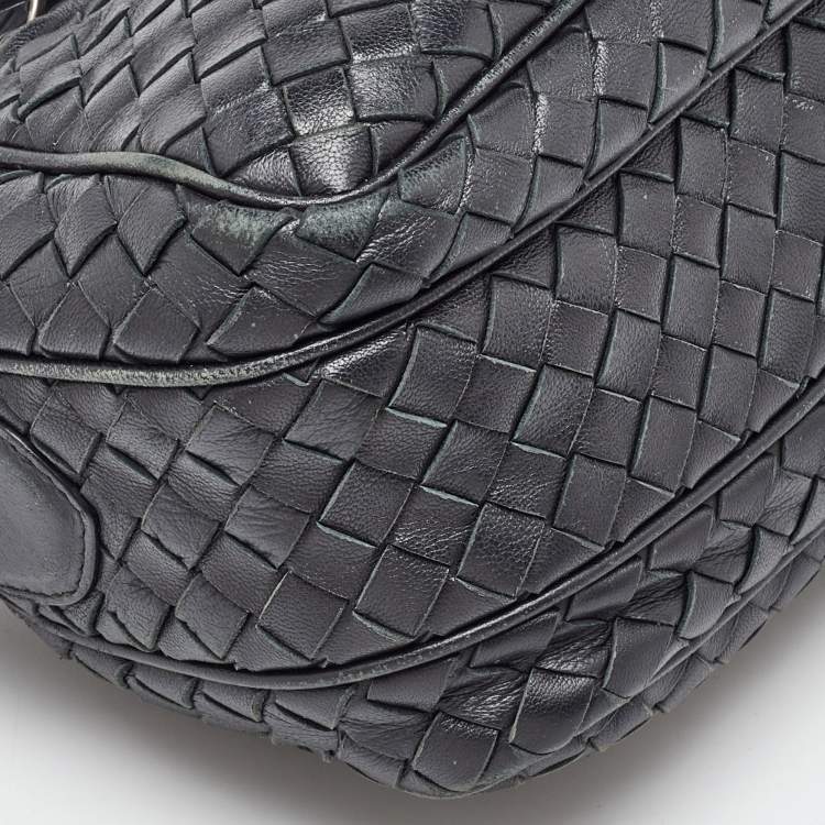 Pre Owned Bottega Veneta Black Intrecciato Leather Shoulder Bag