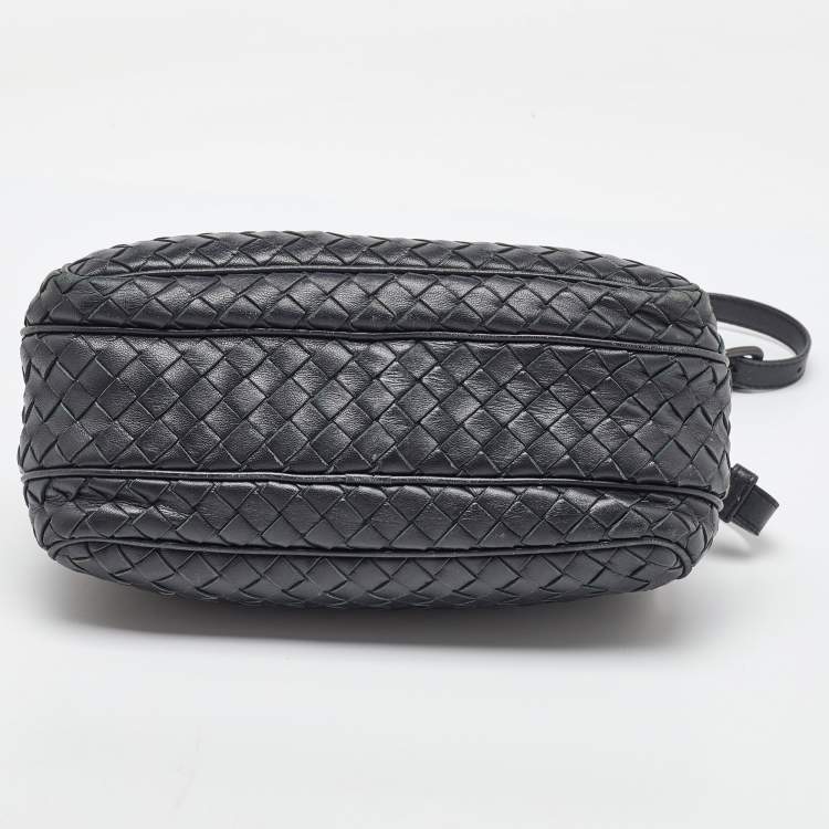 Pre Owned Bottega Veneta Black Intrecciato Leather Shoulder Bag