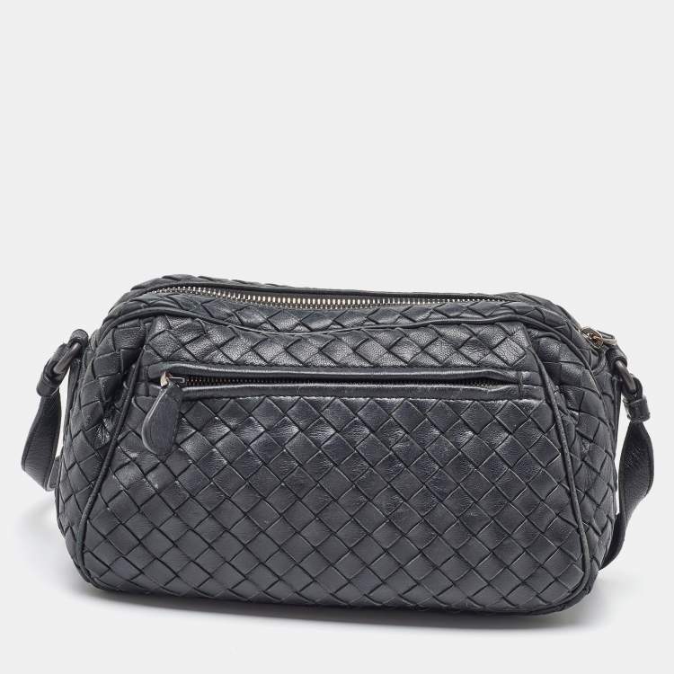Pre Owned Bottega Veneta Black Intrecciato Leather Shoulder Bag