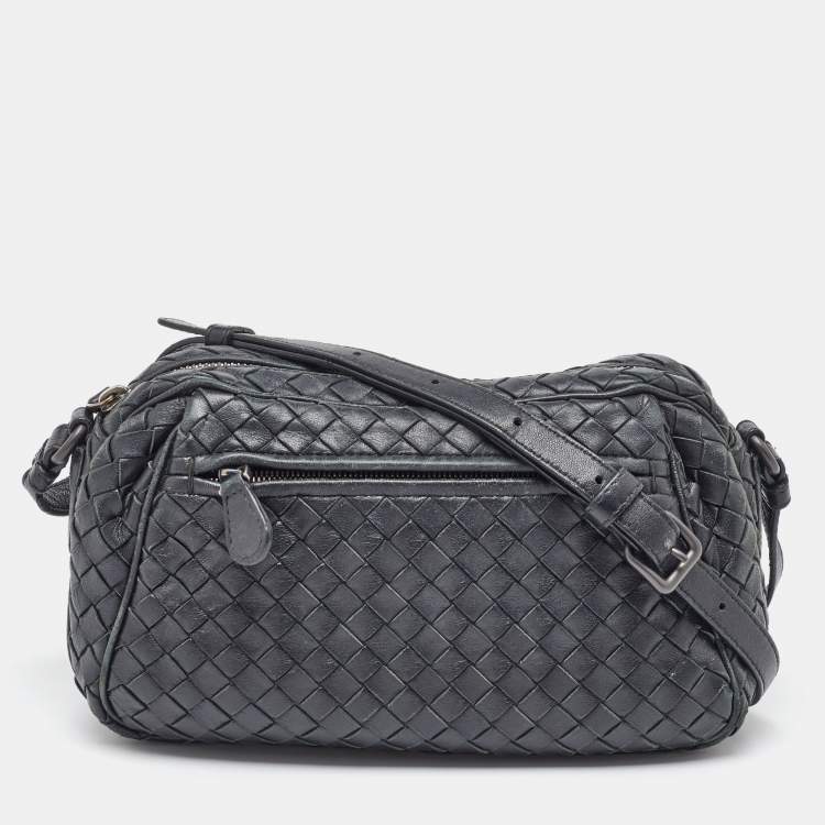 Pre Owned Bottega Veneta Black Intrecciato Leather Shoulder Bag