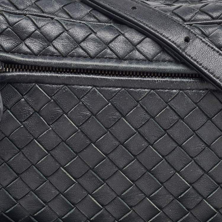 Pre Owned Bottega Veneta Black Intrecciato Leather Shoulder Bag