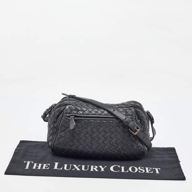Pre Owned Bottega Veneta Black Intrecciato Leather Shoulder Bag