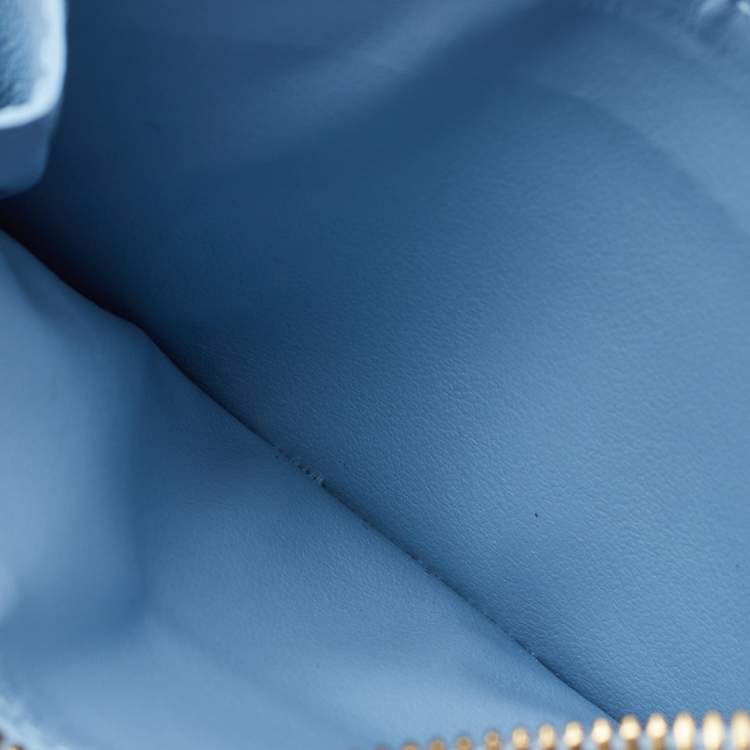 Pre Owned Bottega Veneta Light Blue Leather Cassette Zip Card Holder