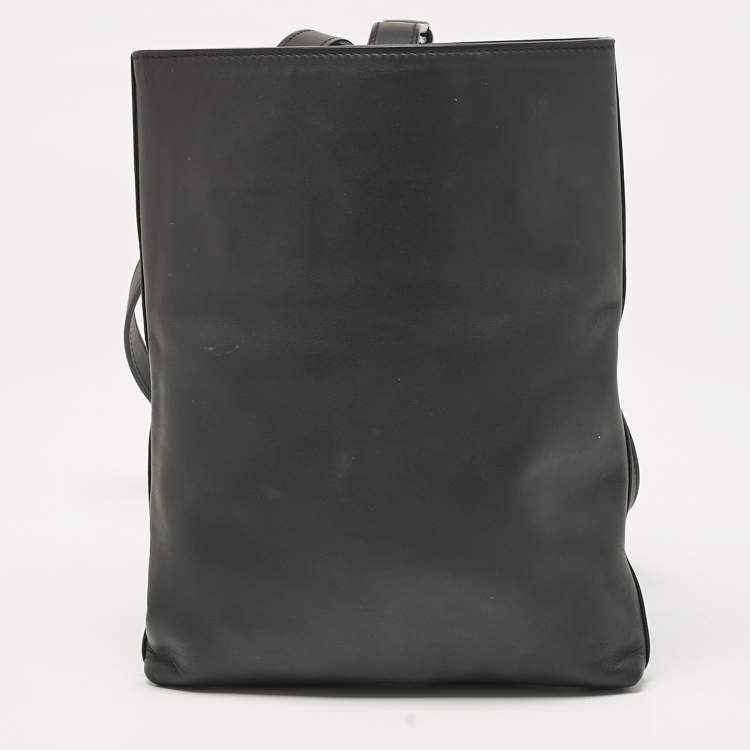 Pre Owned Bottega Veneta Black Leather Slot Messenger Bag