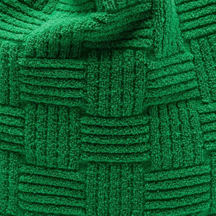 Pre Owned Bottega Veneta Green Intreccio Jacquard Terry Cloth Tote