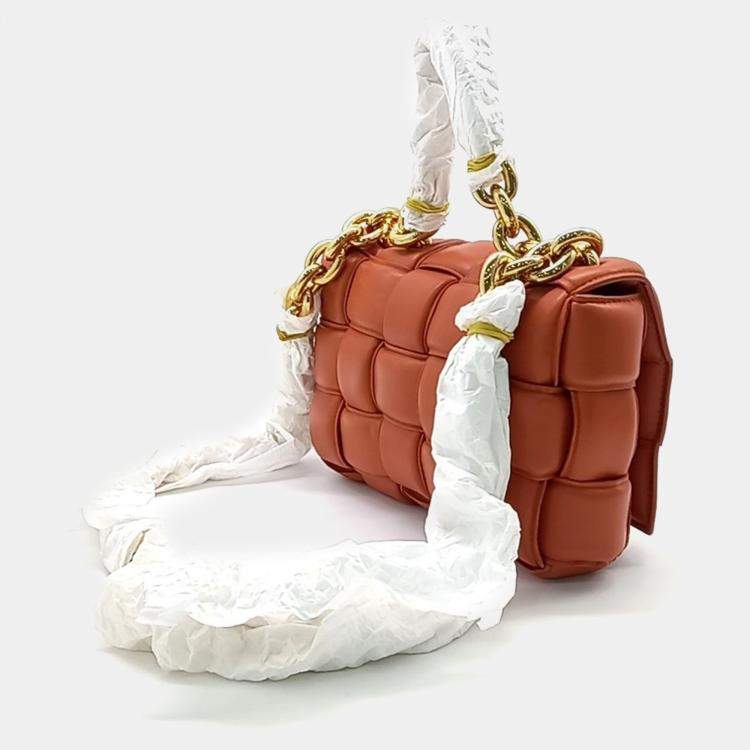 Pre Owned Bottega Veneta Brown Leather Padded Chain Cassette Bag